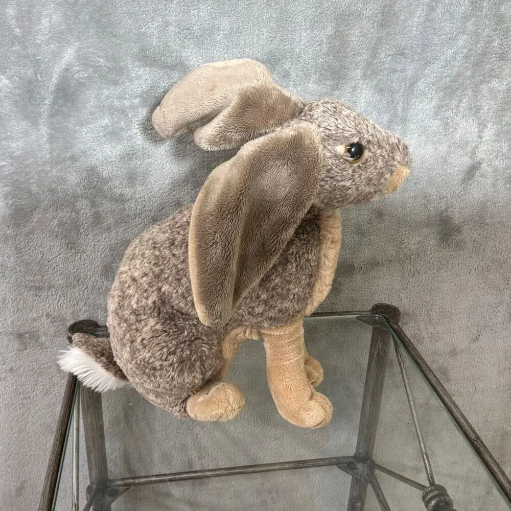 Wild Republic Realistic Rabbit Plush 12” Brown Hare  Stuffed Animal wired ears